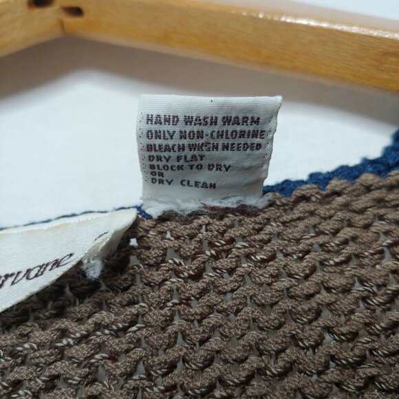 Vintage Weathervane Womens Small Sweater Pullover Geometric Teal Brown Retro - Picture 6 of 6